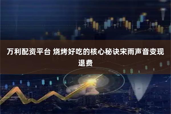 万利配资平台 烧烤好吃的核心秘诀宋雨声音变现退费